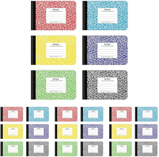 Oxford Composition Mini Notebooks, Cover Colors Vary, Wide Ruled Paper, 4-7/8 x 7-1/2 Inch School Journals, Assorted Color Covers, 80 Sheets per Book (63779), 6 Count (Pack of 4)