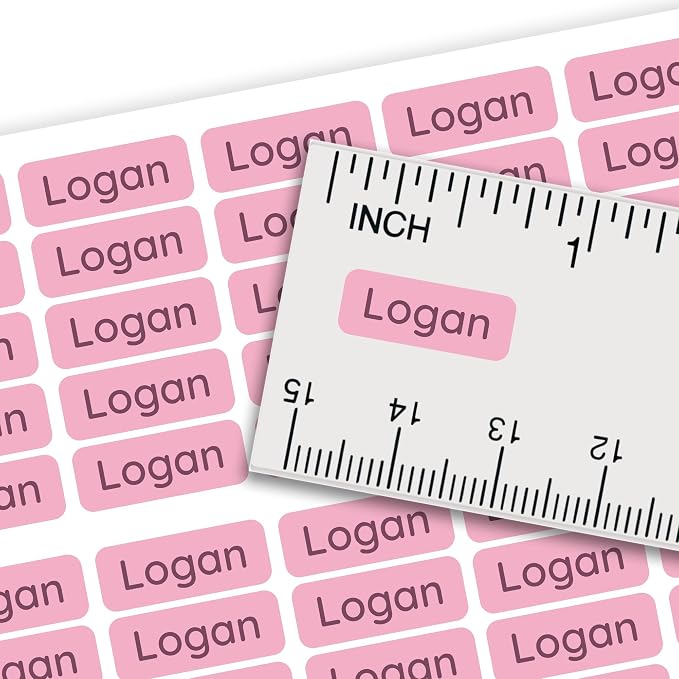 Personalized Mini Name Labels for Kids (210 Count) – Custom Waterproof Name Stickers for School, Daycare, Water Bottles, Lunch Boxes, Pencils, Supplies - Bubblegum Pink