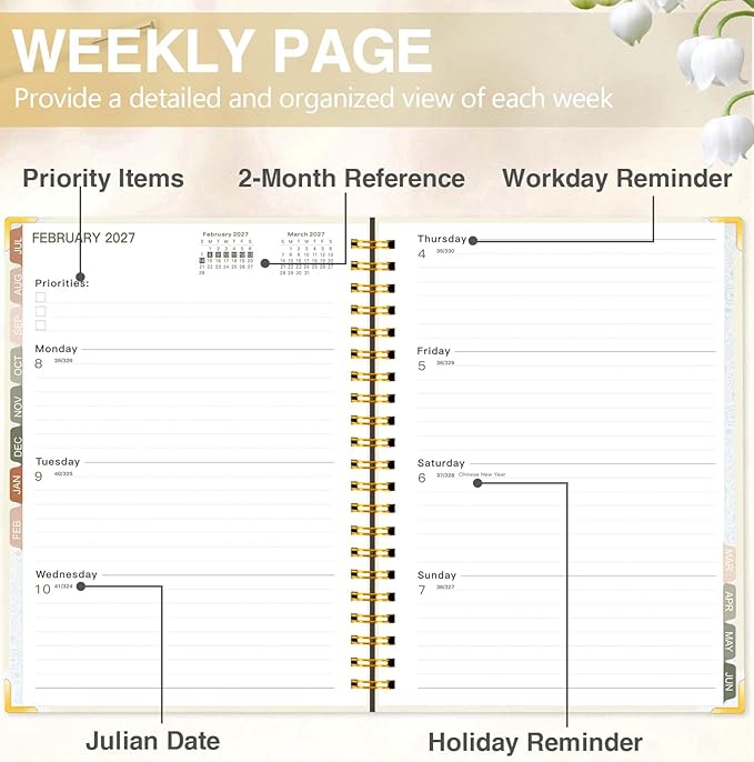 GuassLee 2026-2027 Academic Planner, Weekly and Monthly Planner from July 2026-June 2027, 8.4"x 6.1" Aesthetic Daily Agenda Book with Pocket, Stickers, Coated Tabs for School Office Supplies, A5 Size