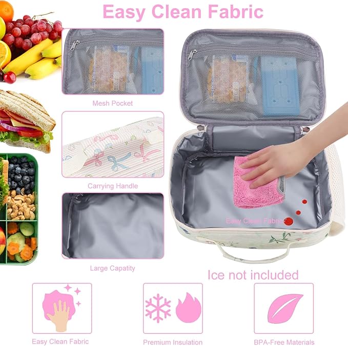 RHCPFOVR Kids Lunch Bag - Insulated Lunch Box for Boys Girls,Washable Lunch Bag and Reusable Toddler Leak-proof Lunchbox for School and Daycare