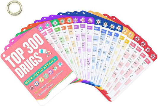 Top 300 Drugs Quick Reference Flash Cards 2025 - Expanded Pharmacology Guide for Nursing Students, Pharmacy & Nurses - Color-Coded Drug Cards