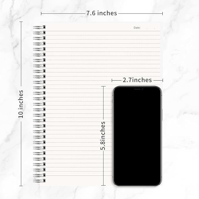 RETTACY Spiral College Ruled Notebook, 2-Pack, 160 Pages per Pack, B5 Medium Size (7.6" x 10"), for School, Work, Writing, Journaling, 100 GSM Thick Paper, Flexible Plastic Cover