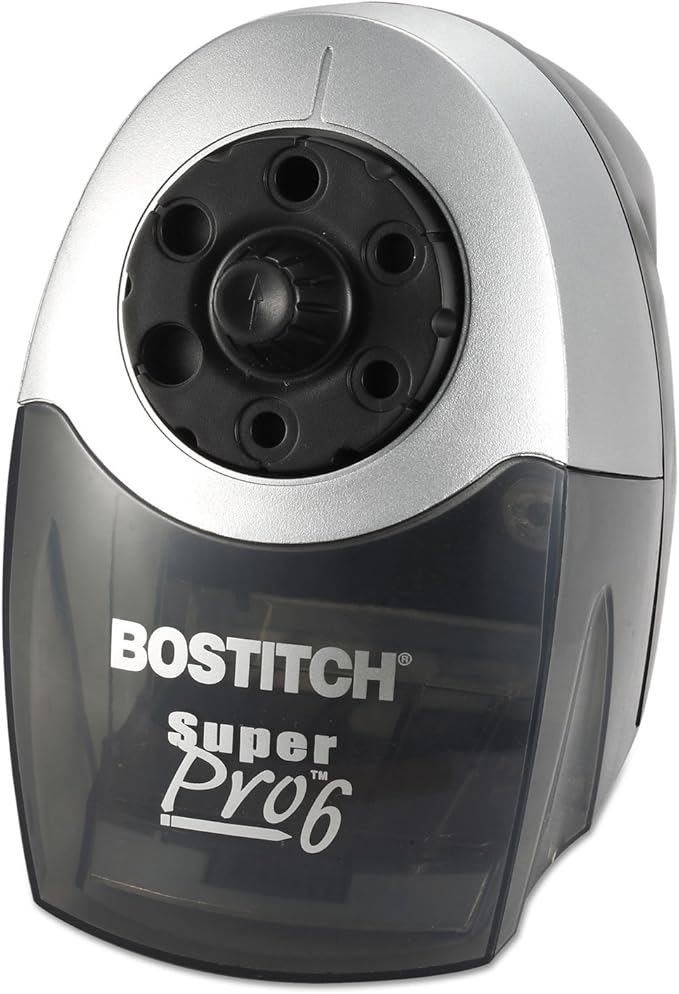 Bostitch Office SuperPro6 Electric Pencil Sharpener, Heavy Duty Commercial with 6 Holes and Industrial Motor, Grey