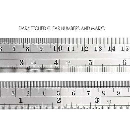ZZTX Heavy Duty Stainless Steel Ruler Set 12 Inch (30 CM) + 6 Inch (15 CM) Metal Rulers Kit - Perfect Straight Edge for Easy Measurements