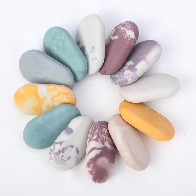 Mr. Pen- Marble Pencil Erasers, 12 Pack, 1" x 2", Soft Rubber Marble Pencil Erasers for School, Office, Art Sketching, Homework, Exams, Clean Smudge-Free Correction