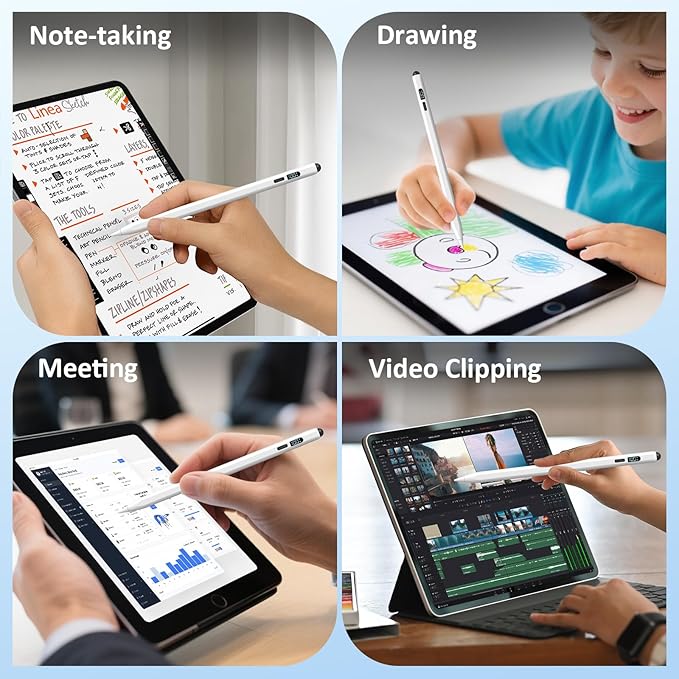 Digiroot iPad Apple Pencil 2025-2018, LED Power Display Dual-Tip Stylus Pen with 3X Fast Charge, Compatible for iPad A16 11/10/9/8/7/6, Pro 11"/12.9"/13''/M4, Air M3/M2/5/4/3, Mini 7/6/5