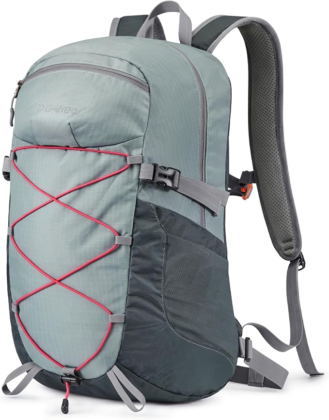 G4Free 30L Lightweight Hiking Backpack for Men Women, Airline Approved Day Pack for Travel, Bussiness Work, Easy Hike(Grey)