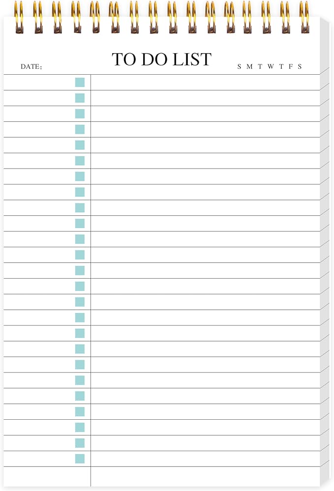 KAICN To Do List Notepad, Undated Daily Planner Notepad With To Do List Notebook Checklist Planner Spiral Waterproof Notepad for Office Supplies, School Planner, Green, 52 Sheets, 5.5"*8.3" A5 Size