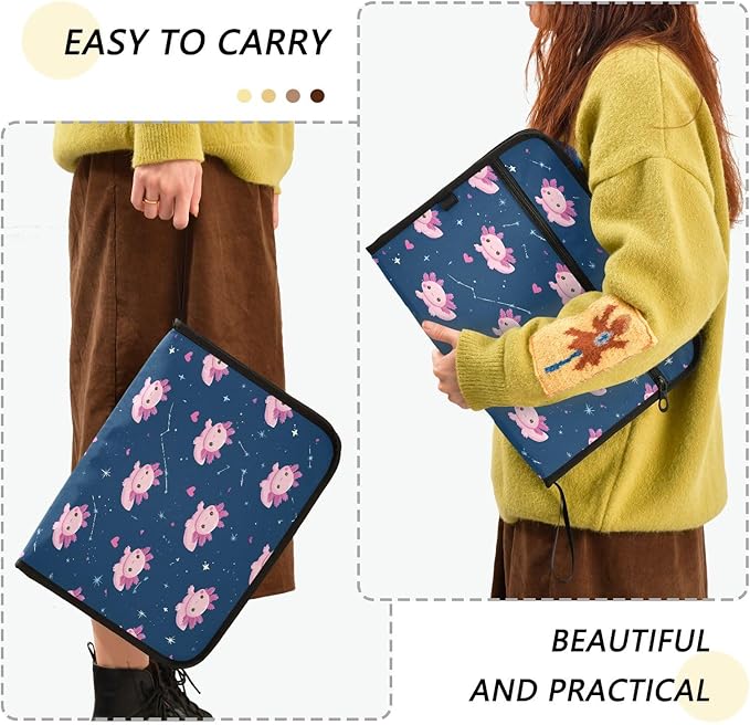Salamander 13 Pocket File Organizer Expanding File Folder with Front Pouch Portable Business File Storage Document Organizer Folder with Zipper