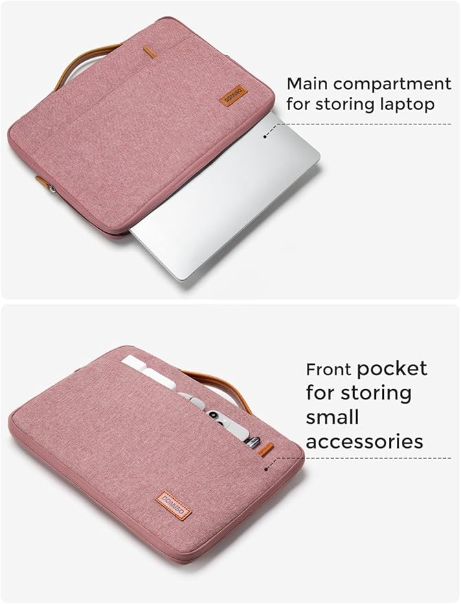 DOMISO 13.3 inch Laptop Case Sleeve Protective Cover Compatible with 14 inch MacBook Pro M4 M3 M2/MacBook Pro Max,13-13.3 inch Dell,Lenovo, HP,Waterproof Computer Cases Bag with Handle,Pink