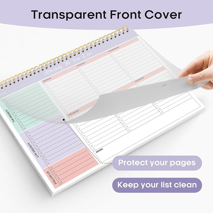 Taja Weekly To Do List Notepad with 52 Undated Sheets（8.5"×11"）- Weekly Desk Planner for Women & Man, Work and Home -1 Pack Violet Dream