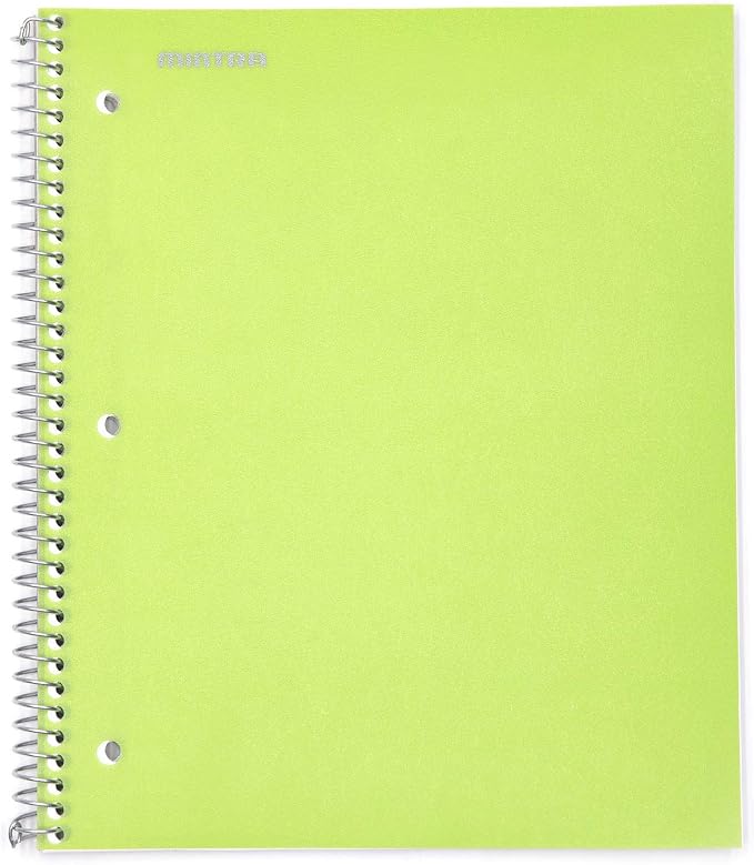 Mintra Office Durable Spiral Notebooks, 1 Subject, (Green, College Ruled 12pk), 100 Sheets, Poly Pocket, Moisture Resistant Cover, School, Office, Business, Professional