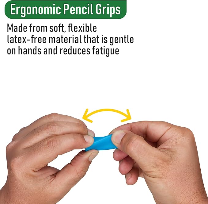 The Classics 12-Pack Triangle Pencil Grips, Assorted Bright Colors, 1.75-Inch Long (TPG-16212)