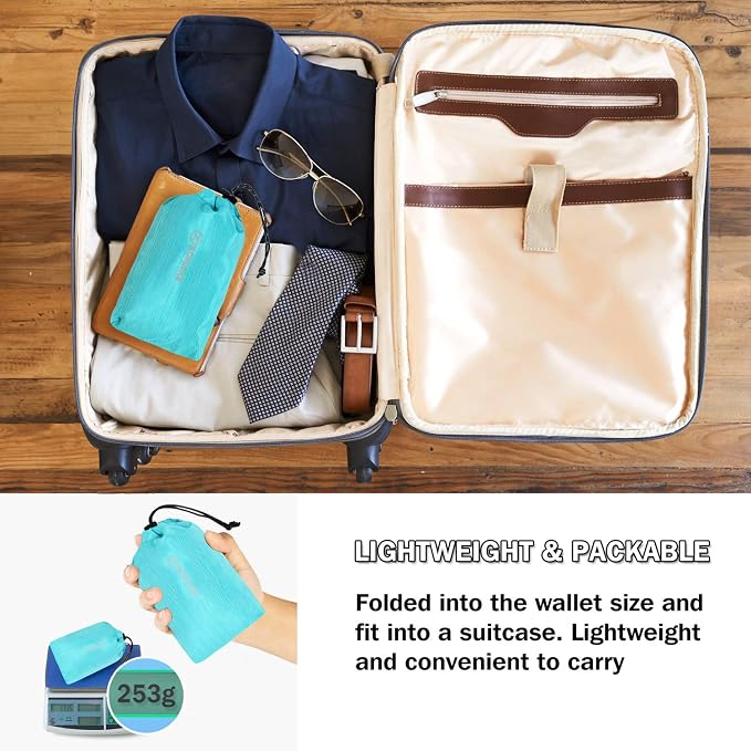 ZOMAKE Lightweight Packable Backpack, 18L Small Foldable Daypack for Hiking | Water Resistant Collapsible Backpacks for Women Men, Everyday Carry, Multi Compartment Storage, Adjustable Strap(Aqua Blue)