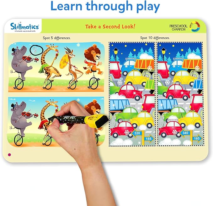 Skillmatics Educational Game : Preschool Champion | Reusable Activity Mats with 2 Dry Erase Markers | Gifts & Preschool Learning for Ages 3-6