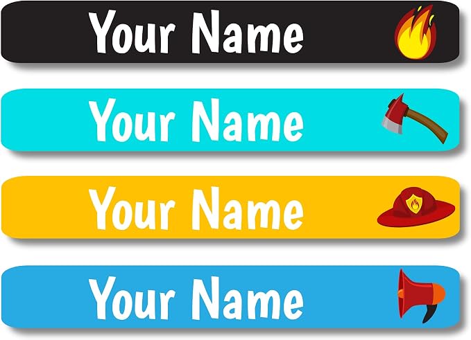 Lovable Labels Personalized Labels for Kids (120 Labels) - Waterproof Dishwasher Safe Peel and Stick Labels are Great for School Supplies Daycare Camp Bottles (Ember)