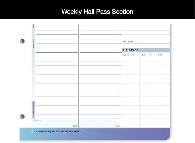 Dated Middle High School Student Planner 2026-2027 Academic School Year, Large (8.5" by 11") Matrix Style Datebook with Classic Middle/High Matrix Cover