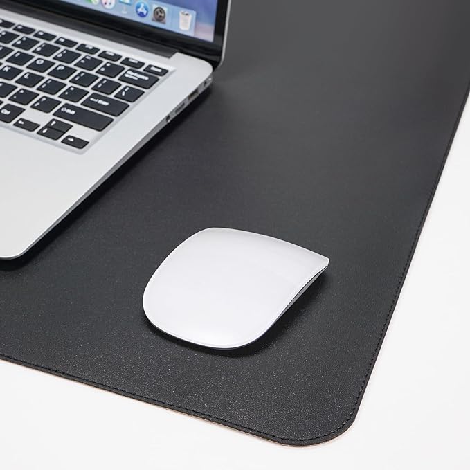 AFIING Cork Desk Mat 35.4" x 17", Dual-Sided Natural Cork & PU Leather Desk Pad, Non-Slip Waterproof Large Mouse Pad for Office, Home & Gaming (Black)