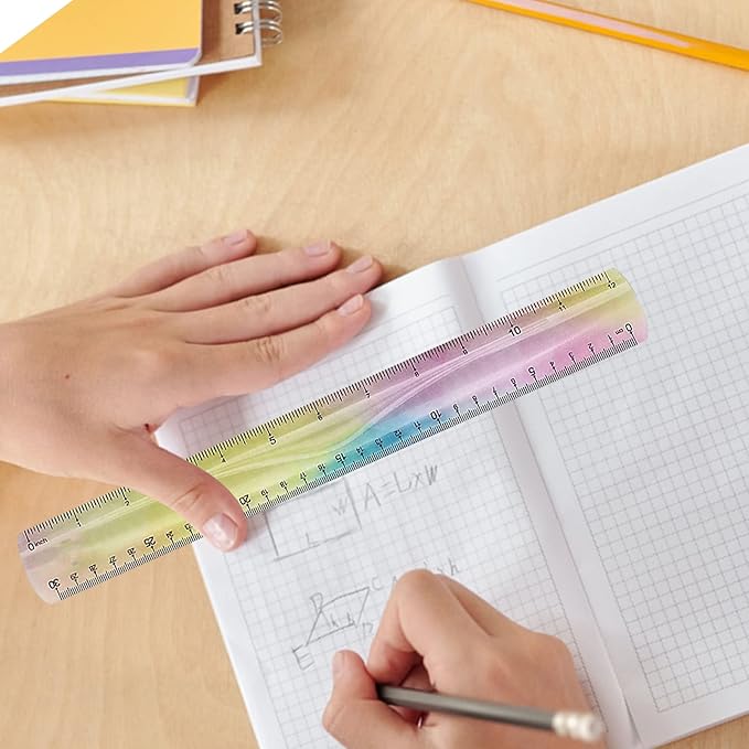 2 Pcs Flexible Ruler 12 Inches Bendable Ruler Soft Ruler for Kids Students Inches and Metric Ruler for Schools, Homes, Offices