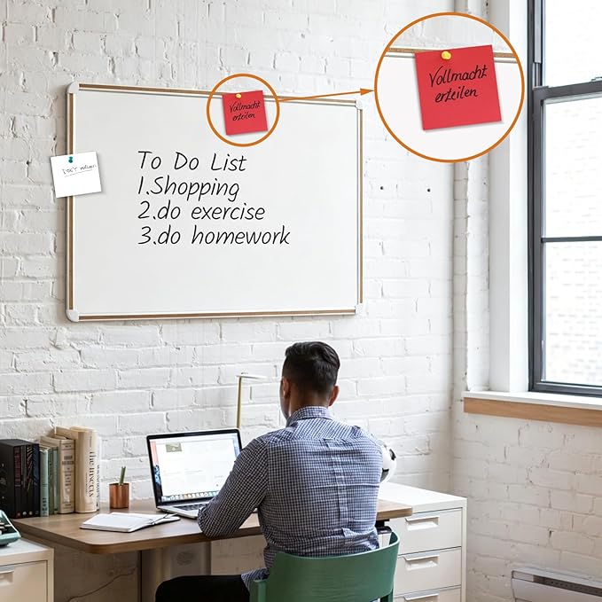 Large Magnetic White Board for Wall,Aluminum & Cork Strip Frame Whiteboard for Office,Presentation Dry Erase Board Wall Mount,Large Whiteboard for School Classroom Huge Whiteboards (24" W x 18" H)