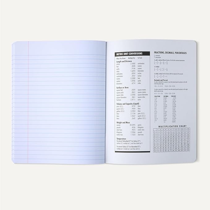 Amazon Basics Composition Notebook, Wide Ruled, 100 Sheets, 1 pack, Marble Black, 9.75" x 7.5" for School, Home, and Office Use