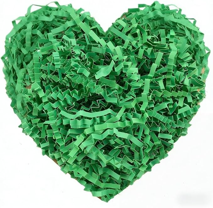 Crinkle Cut Paper Shred Filler, Raffia Paper Shredded Paper Stuffing for Gifts Wrapping Baskets Box Filling Easter Party Supply (Green)
