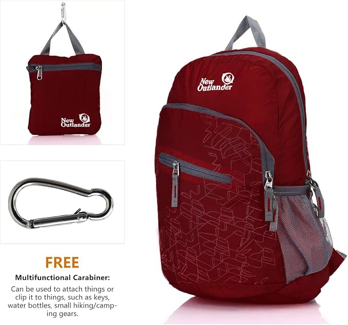 Outlander 20L/33L- Most Durable Packable Lightweight Travel Hiking Backpack Daypack (Dark Red, 20L)