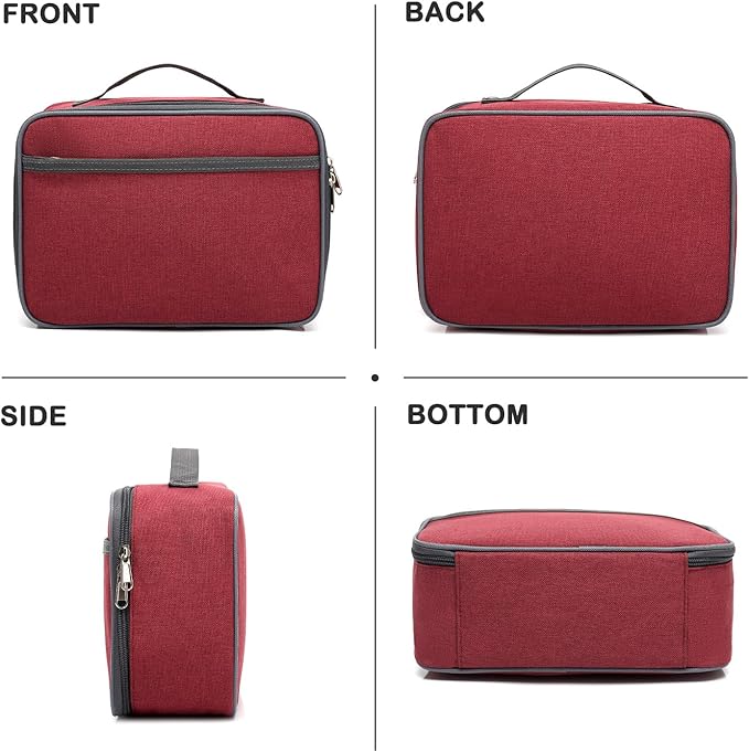 FlowFly Kids Lunch box Insulated Soft Bag Mini Cooler Back to School Thermal Meal Tote Kit for Girls, Boys,Women,Men, Deep Red