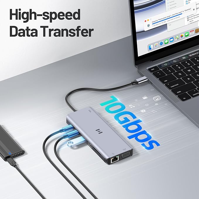 USB C Docking Station 4 Monitors,13 in 1 Laptop Docking Station 3 Monitors with Dual HDMI,8K DP,VGA,10Gbps USB A/C Data Transfer, PD Charging,USB C Hub Multiport Adapter for Windows/macOS Laptop