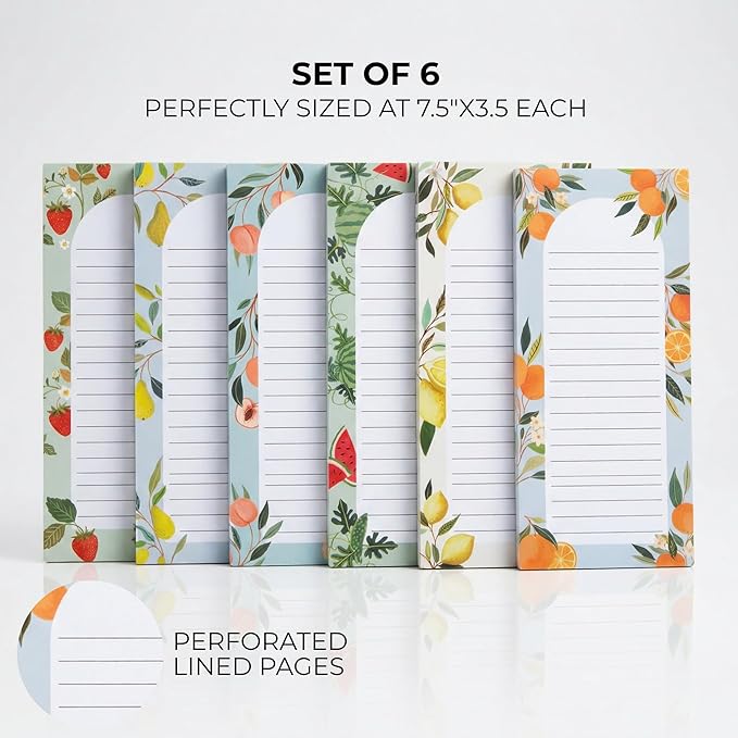 Beautiful Magnetic Notepads for Fridge - Set Of 6 Modern Note Pads with Lined Pages to Easily Write Notes & Make Grocery/Shopping Lists - Cute To Do List Pad w/ Strong Magnets for Your Refrigerator