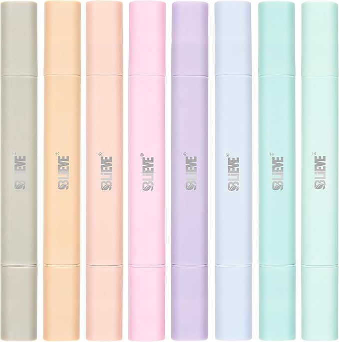 BLIEVE Aesthetic Cute Highlighters No Bleed Through, Dual Tip Chisel & Fine Point, Pastel Colors For Bible & Journaling