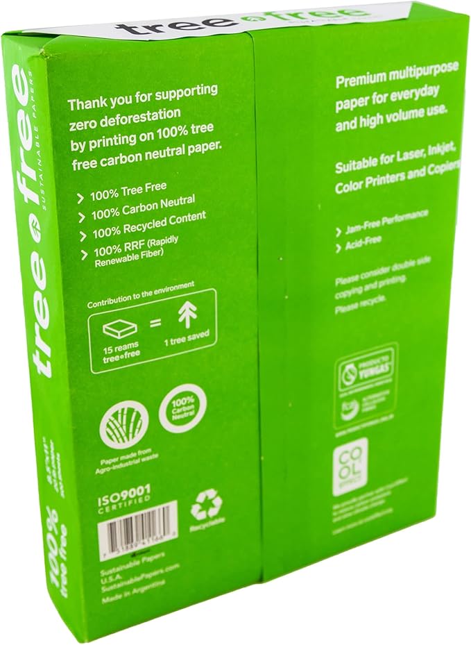BAZIC Products Tree Free Copy Paper - 8.5 X 11 Made From Sugarcane Fiber, Smooth Printer Paper for Daily Use, Reliable Copy & Printing Paper Ideal for Home, Office and School, 500/Ream