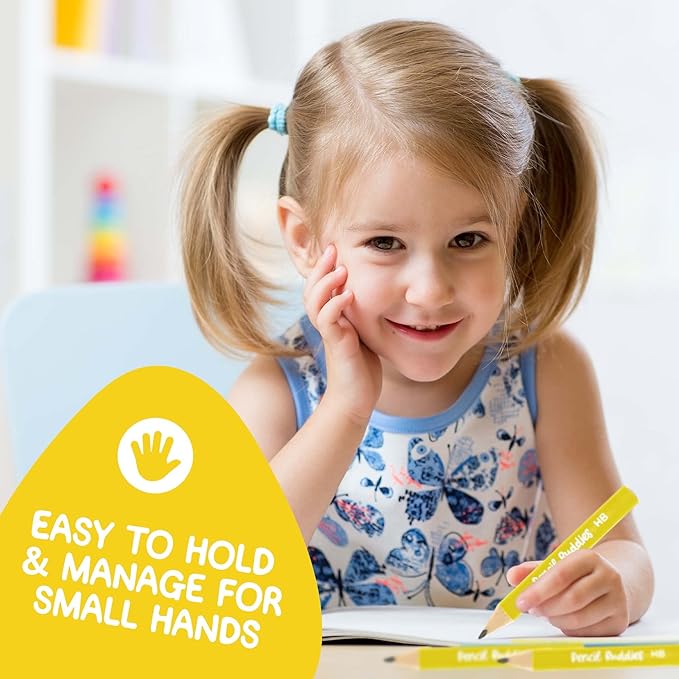 Short Jumbo Kids Pencils for Preschoolers, Kindergarten, Toddlers & Beginners - 12 Fat and 1 Sharpener Eraser, 2, Triangle Grip, Big (Multicolor), 14 Piece Set, 57352