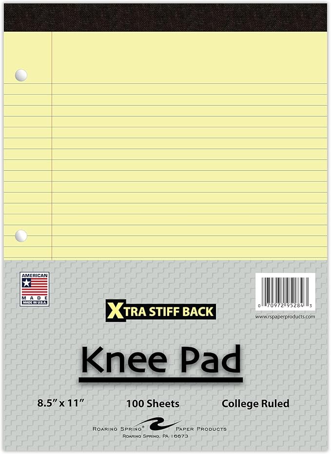 Roaring Spring Stiff Back Legal Pads, 18-Pack, 8.5"x11.75", 100 sheets of 15 lb Yellow Paper Per Pad, 3-Hole Punched, College Ruled with Margin
