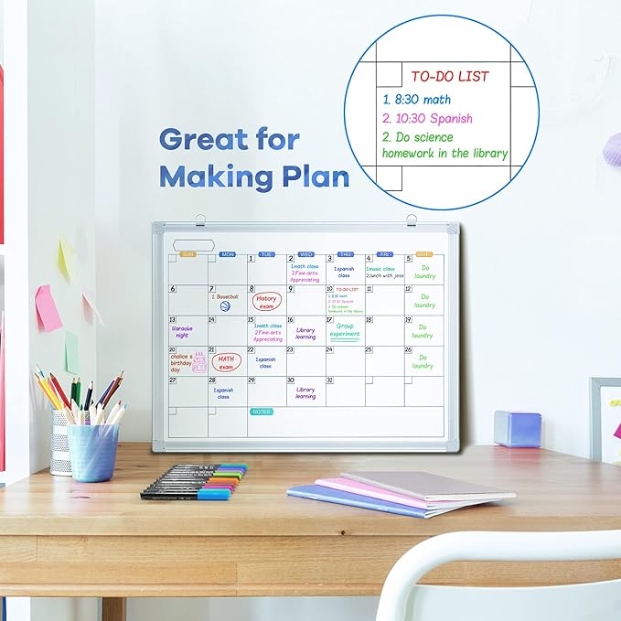 maxtek 24 Count Dry Erase Markers Ultra Fine Tip, 12 Colors, Low Odor, 0.7mm Fine Point Dry Erase Markers for Planning Whiteboard, Calendar Boards