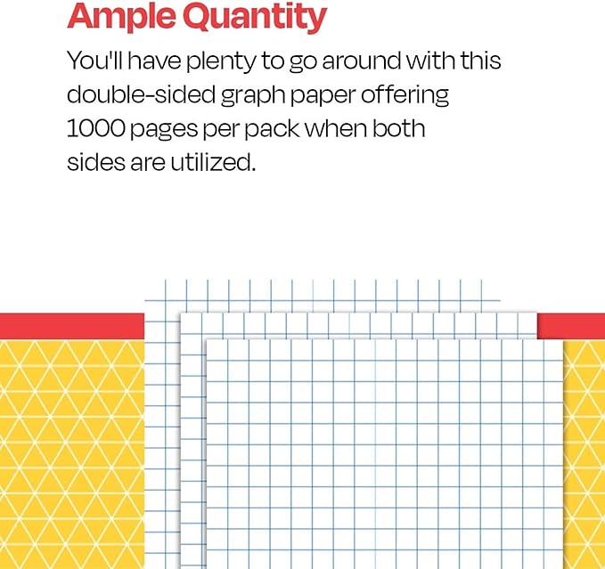 School Smart Graph Paper, 8-1/2 x 11 Inches, 1/4 Inch Rule, White, 500 Sheets