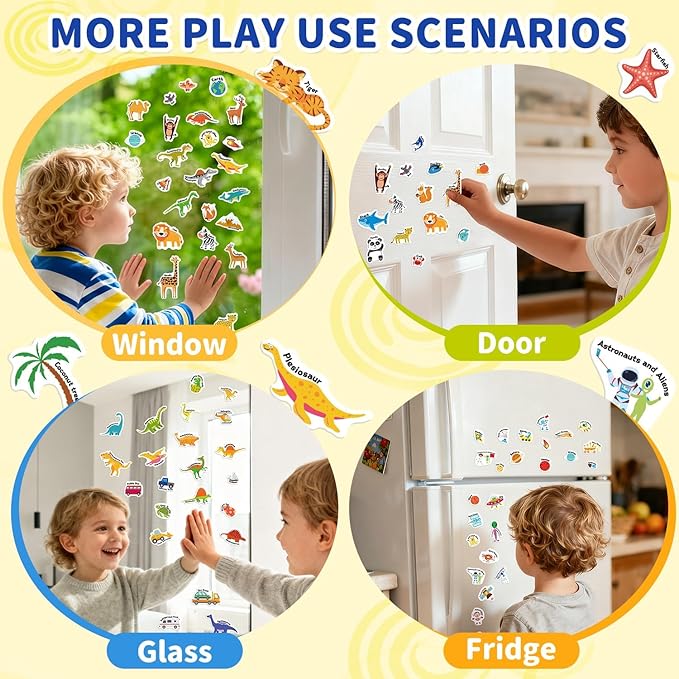 3 Sets Reusable Sticker Book for Toddlers 3-6, Jelly Sticker Books for Toddler, Travel Sticker Activity Toys for Kids 3 4 5 6 Years Old Girls & Boys（Farm + Vehicles + Animal）