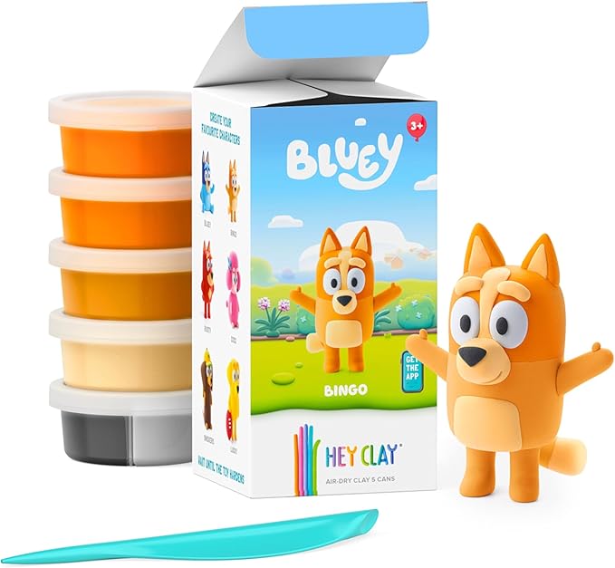 HEY CLAY Bluey & Friends - Air-Drying Clay for Kids - Arts and Crafts Creative Modeling Clay Kit Children Ages 4-8 (Bingo)