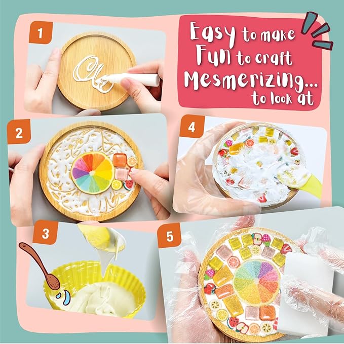 Glittery Garden Mosaic Craft Kit - Decorate Your Own Unicorn and Rainbow Design Coaster with Glass Tiles. Birthday Gift, Fun DIY Art and Craft Supplies. Girls, Kids & Teens Activity Kit