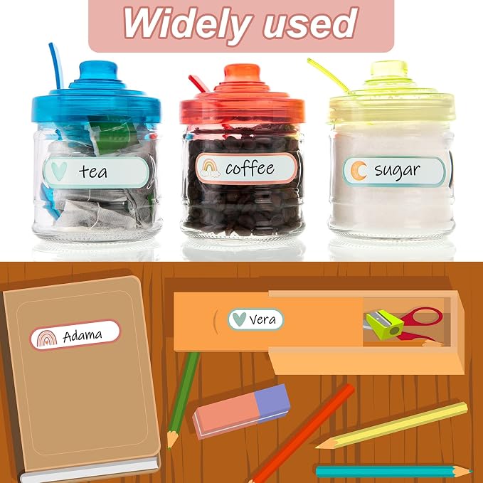 Waterproof Name Labels for Kids Daycare 320 Pcs, Boho | Self Adhesive Baby Water Bottle Stickers for School Supplies, Self Laminating, School Name Stickers for Lunch Boxes