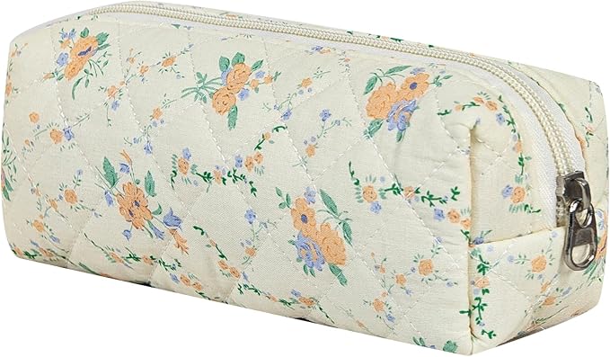 Carry bloom Pencil Pouch Cute Pencil Case for Girls Aesthetic Pencil Bag with Zipper Pen Cases School Supplies Makeup Bag (8 flower orange)