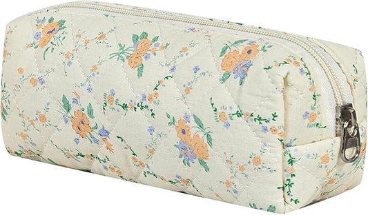 Carry bloom Pencil Pouch Cute Pencil Case for Girls Aesthetic Pencil Bag with Zipper Pen Cases School Supplies Makeup Bag (8 flower orange)