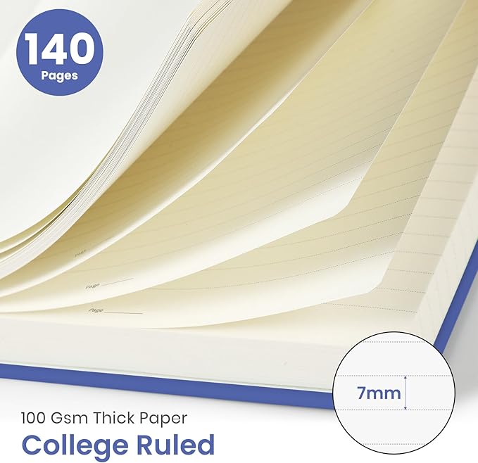 Taja Lined Spiral Journal Notebook for Women & Men, 140 Pages, College Ruled Hardcover Notebook for Work & Note Taking, Journals for Writing, A5(5.7" x 7.9") – Royal Blue