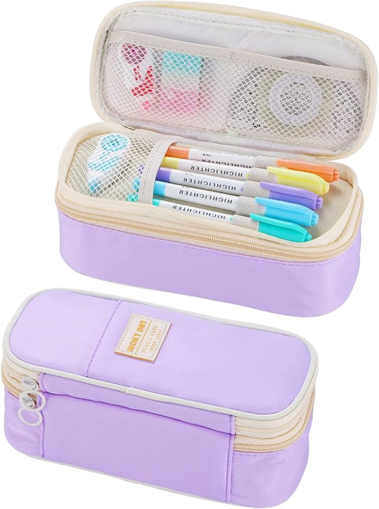 Dugio Large Pencil Case for Girls Kids Teens Big Zipper Pencil Pouch Purple | Organizer Pencil Bag Aesthetic Cute Pen Pencil Box Back to School Supplies, Large Capacity Design, Durable Metal Zipper