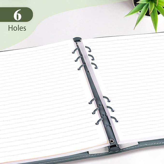 A5 Refill Paper, Planner Inserts for A5 Binder Budget Planner Journals Notebook, 6 Ring Loose Leaf Lined Paper with Binder Dividers, 240 Pages (White)