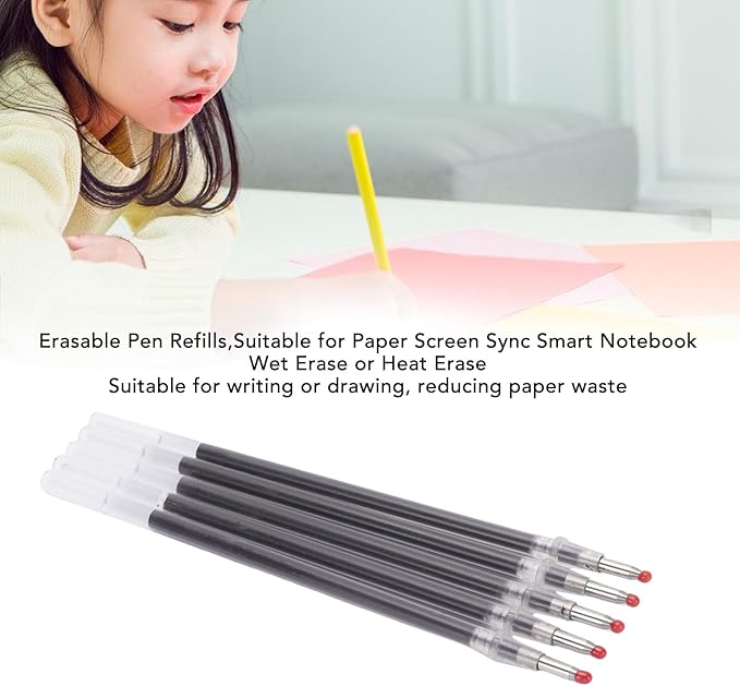 5PCS Erasable Pen Refills, Replacement Refills for Smart Notebook, Wet Heat Erase with Paper Screen Sync, Ideal for Smart Writing Pen