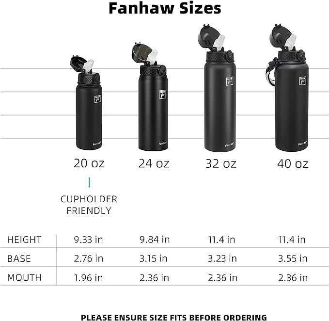 Fanhaw 32 Oz Kids Insulated Stainless Steel Water Bottle with Straw Lid, Leakproof & Anti-Dust Everyday Use Bottle for School, Women & Men, Back to School Essentials (Gray)
