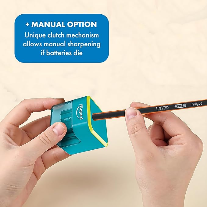 Maped Helix - Compact Battery-Powered Pencil Sharpener - Easy Sharpening - Versatile & Portable - Top Mounted Sharpening Hole