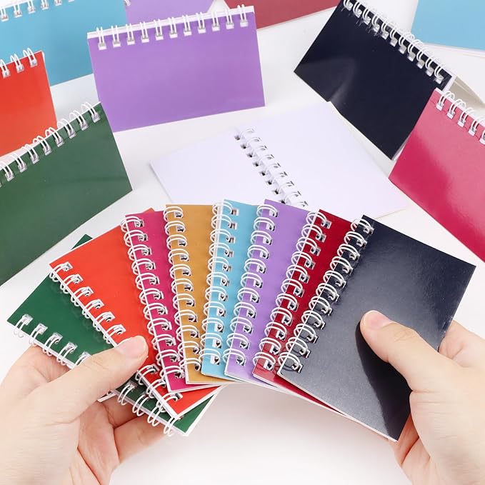 Hooqict 24 Pack Colorful Pocket Notebook Mini Notebooks Bulk Party Favors Small Spiral Notepads Mini Journal Memo Note Pads for Kids, Nurse, Student, Work, Office, School, 3.9 x 2.4 Inches