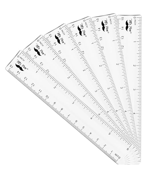 Mr. Pen- Bulk Plastic Rulers, 6 Inch, 6 Pack, Easy-to-Read Markings, Scratch-Resistant Design, Durable Clear Ruler for Crafting Office & School, School Supplies, Bulk Rulers Set, Measuring Tools